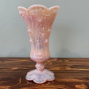 Fenton Blush Iridescent Floral Vase